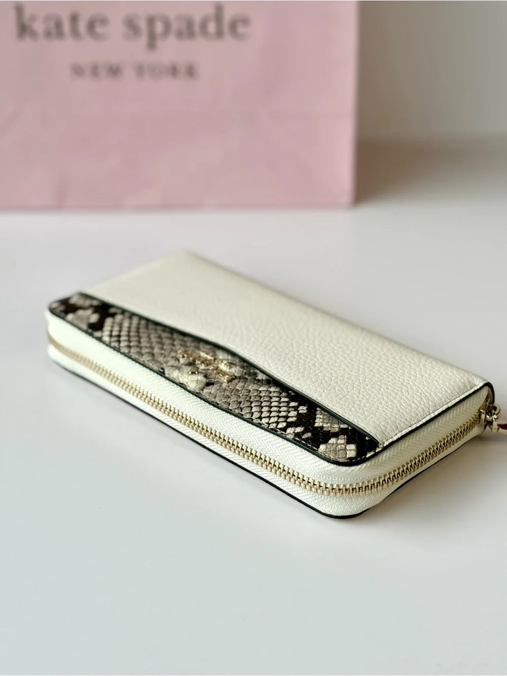 kate spade Leila Leather Continental Wallet with Snake-Print